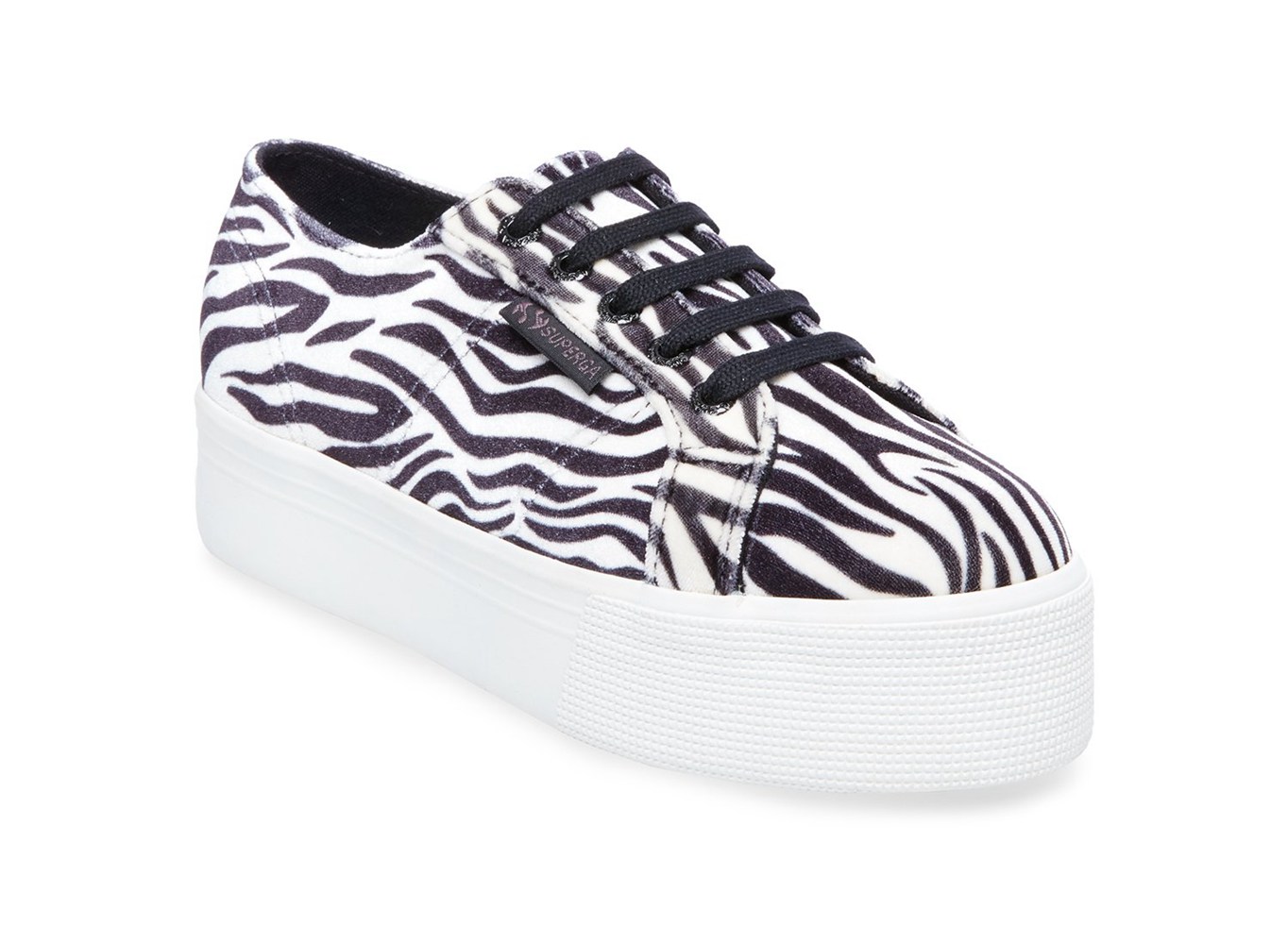 Superga Platform Womens - 2790 Fanvelvetw - Black/White - HJQTU3156